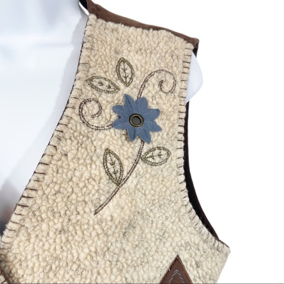 Vintage Southwestern Embroidered Fleece M Cream - Picture 4 of 9